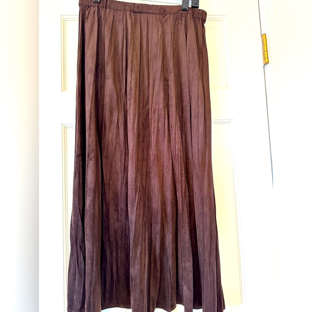 Chico's Chocolate faux Suede Sarah Skirt, M, NWT